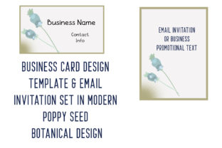 Business Card Template Email Invite for a Botanical Poppy Seed Pod Design