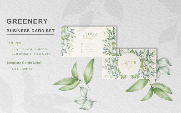 Greenery and Watercolor Business Cards