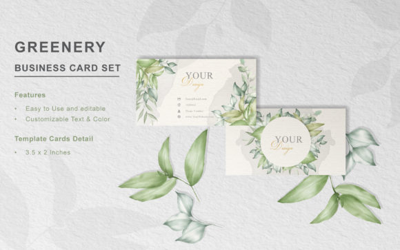 Greenery Business Cards Set Template: A Floral Watercolor Design for Modern Professionals