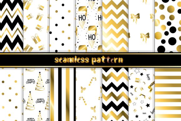 Happy Christmas and New Year Seamless Patterns for Creative Projects